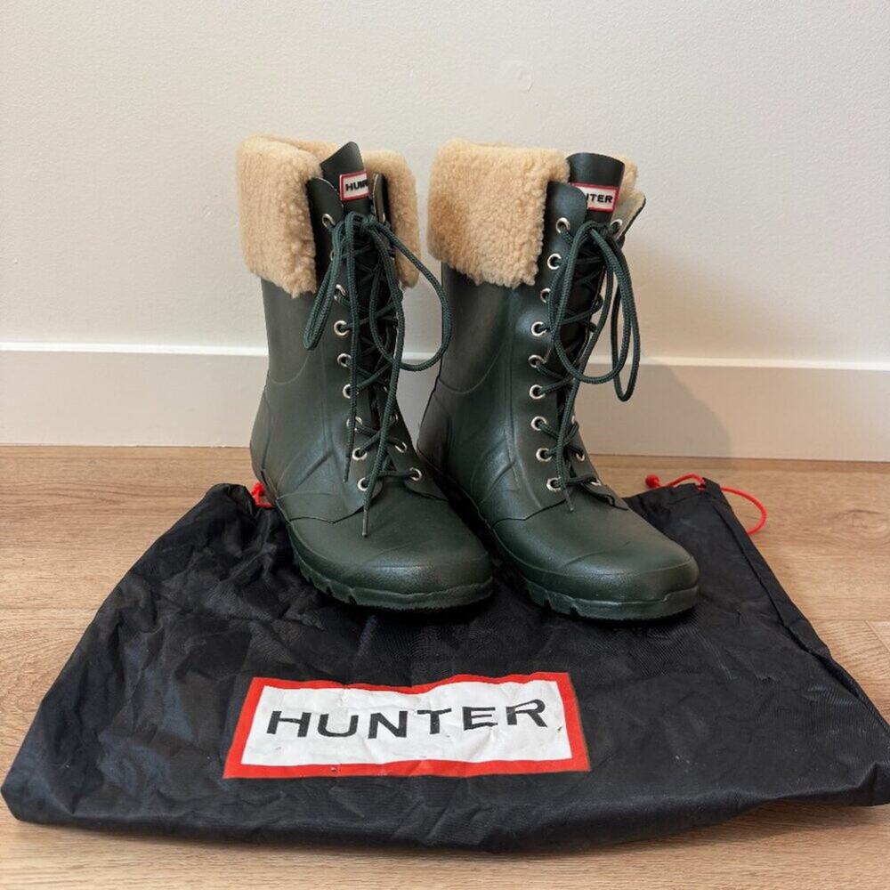 Hunter Adley Lace-Up Waterproof Boots – Forest Green (Women’s 9) - Picture 3 of 9